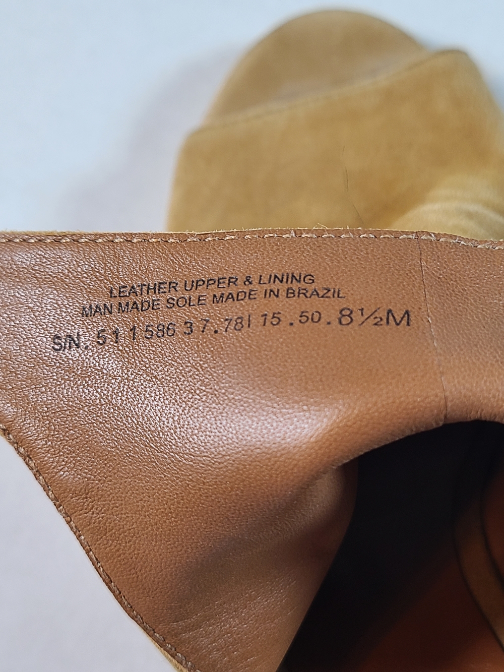 Tory Burch Camel Suede Peep-Toe Wedge with Ankle Strap Beautiful Womens 8 1/2 - Picture 9 of 11
